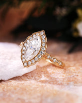 KATRIEL Vintage Halo Marquise Cut Moissanite Engagement Ring